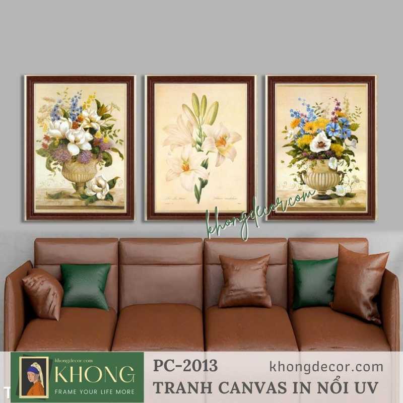 Tranh bộ 3 tranh in canvas phòng khách phong cách âu PC-2013